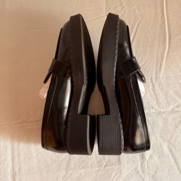 Vince Camuto Echika Black Italian Patent Leather Platform Block Heel Loafer Size - Picture 5 of 11
